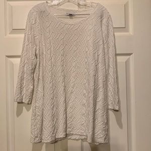 Kim Rogers. White 3/4 sleeve blouse. Large